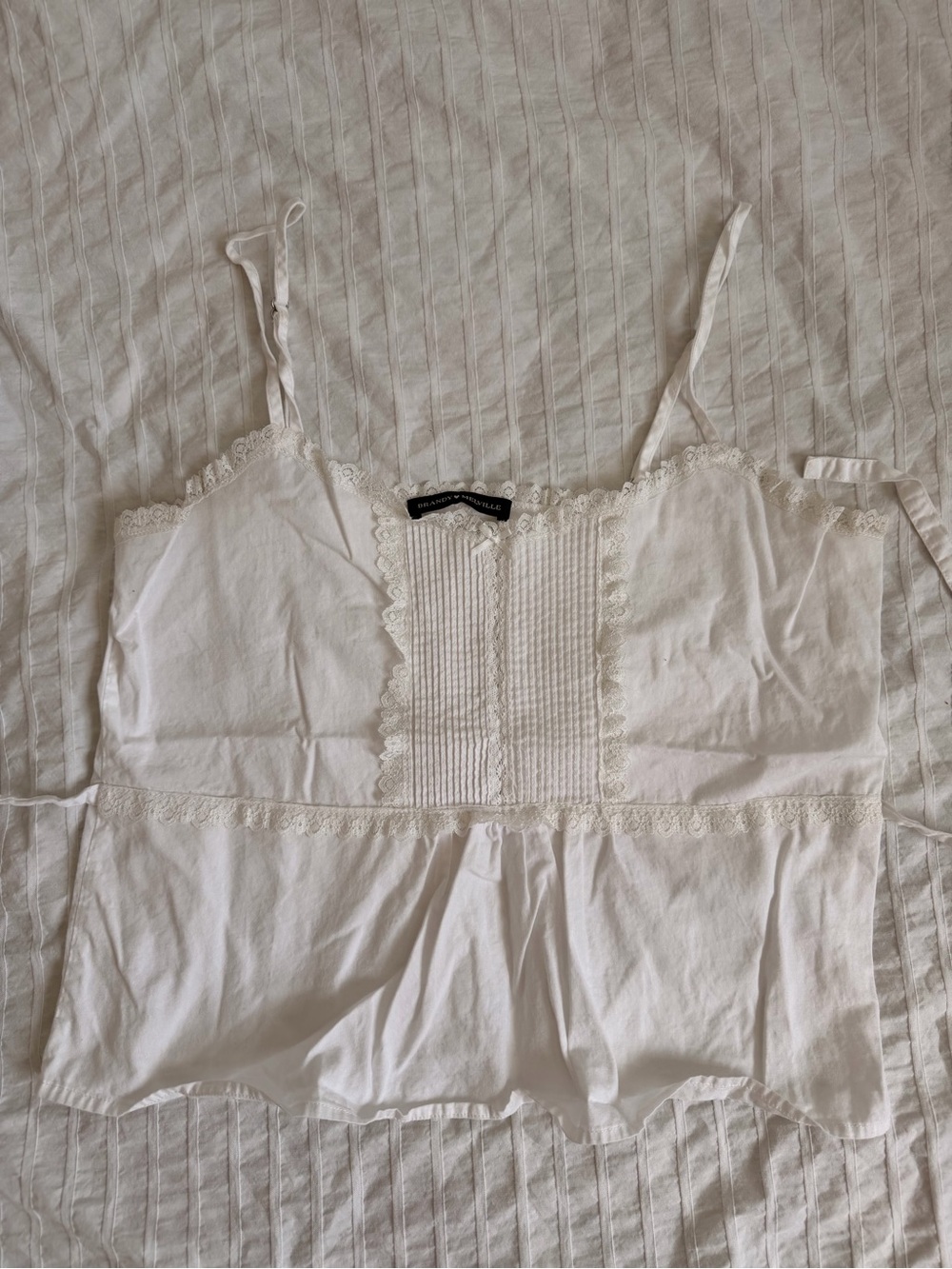 Brandy Melville White Lace Trim Cotton Cami Top